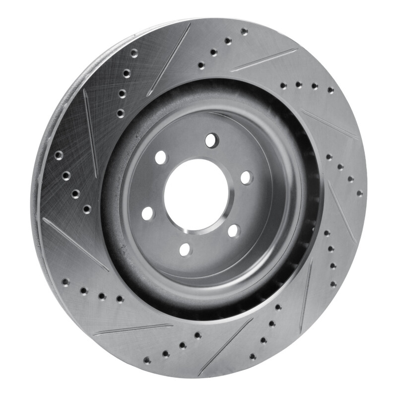 Dodge Viper Brake Rotor (1) - Rear Right - R1 Concepts - Drilled & Slotted - Silver - `03-`17